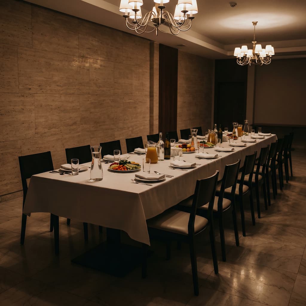 Поминальный зал с сервированным столом